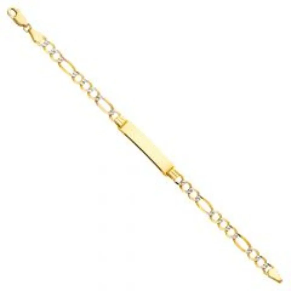 Solid 14K Yellow Gold Figaro Baby ID Bracelet 6 inches